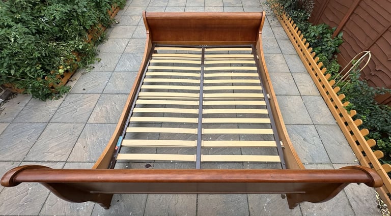 Wonderful French Exigence Couture NF Sleigh Cherrywood King Bed Frame – Good Condition 