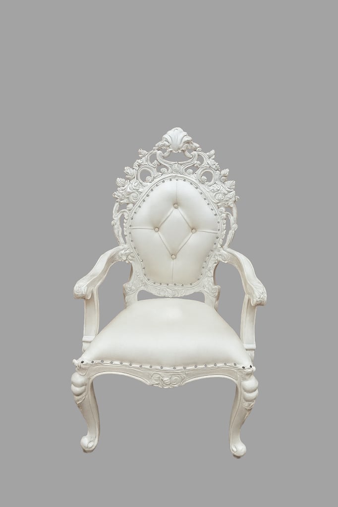 Riga Throne Chair - White Frame with White Leather - Wedding Furniture