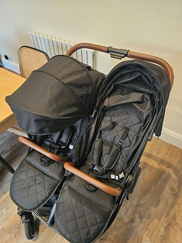 Ickle Bubba Venus Prime Double Stroller Pram with Bassinet Black