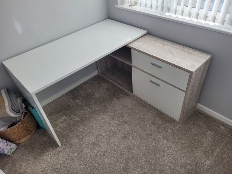 image for Wayfair L-Shape Writing Desk with cabinet storage