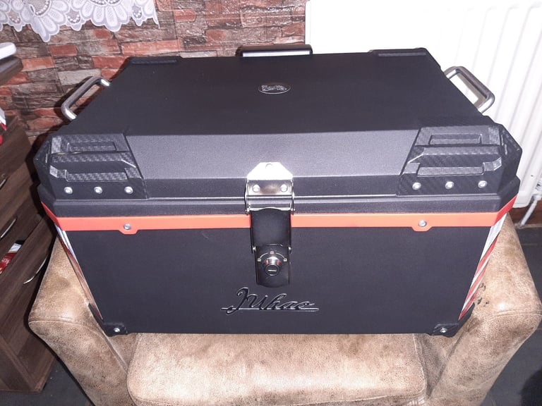 image for 68 litre as new top box with mounting plate and fittings and 2 keys fully padded inside 