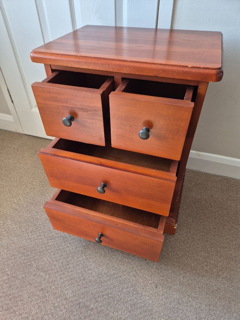 Lovely 2 over 2 small wooden drawer unit - approx 62cm tall x 45cm wide x 33cm deep
