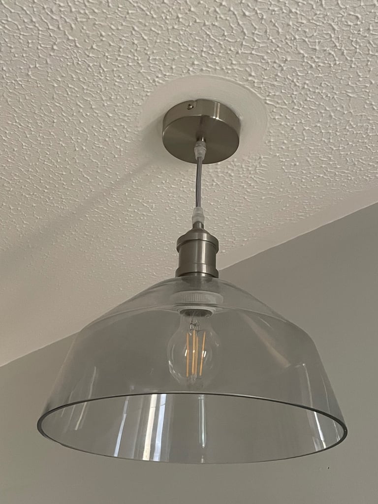 Pair of Smokey glass lampshades and fittings 
