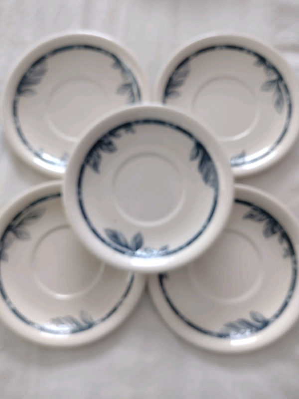 5 Heavy China Saucers by "Staffordshire" England. All are perfect!! 
