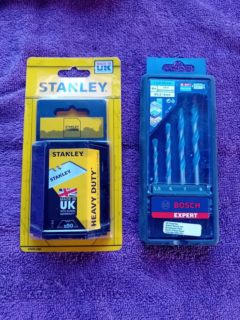 image for BOX OF HEAVY DUTY BLADES AND SET OF BOSCH MASONRY DRILLS NEW!!!