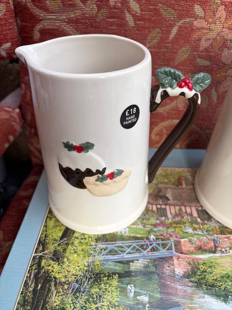 Large pair of hand painted Christmas 