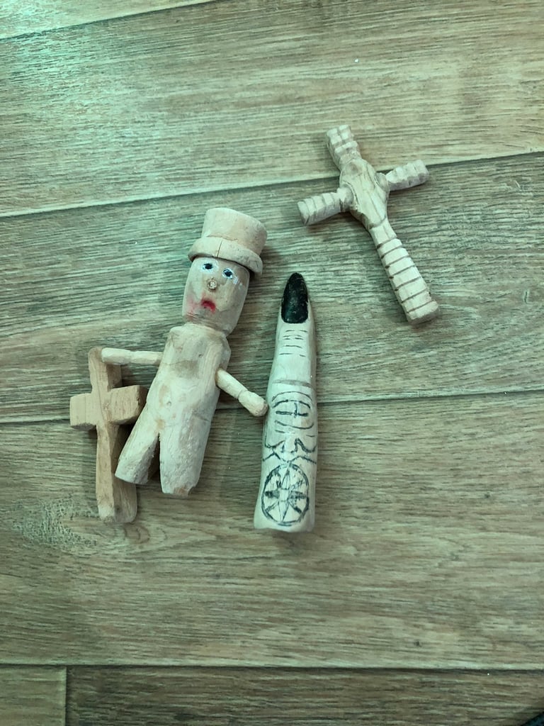 image for Antique handcrafted wooden figures 