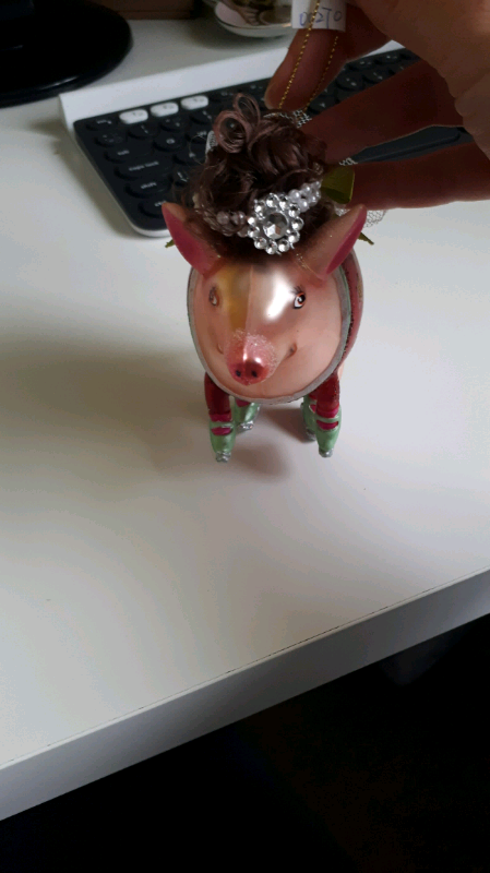GISELA GRAHAMChristmas Decoration Glass Pig