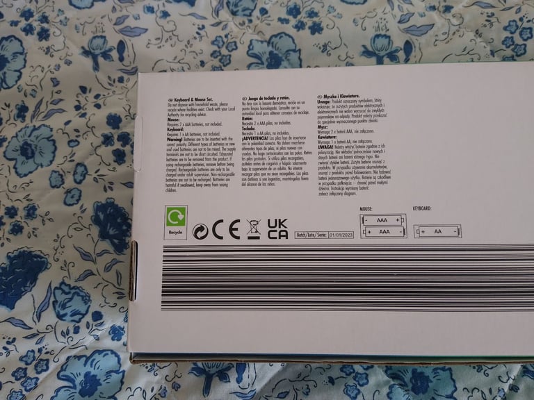 COMPUTER KEYBOARD & MOUSE WIRELESS (DONGLE INCLUDED) - NEW AND BOXED