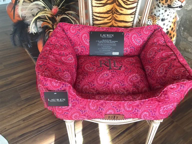 NEW RALPH LAUREN RED DELUXE PET DOG BED