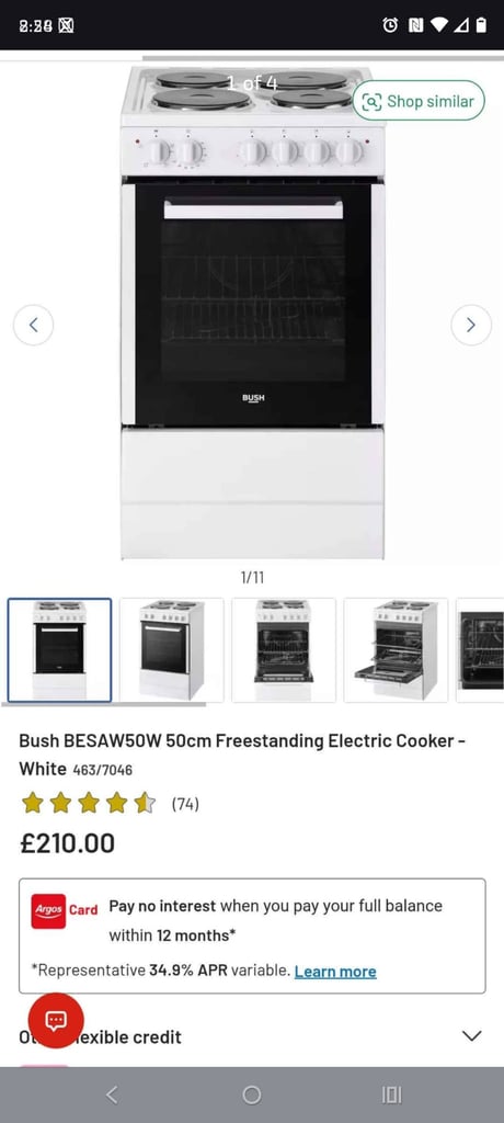image for Bush electric cooker in white 