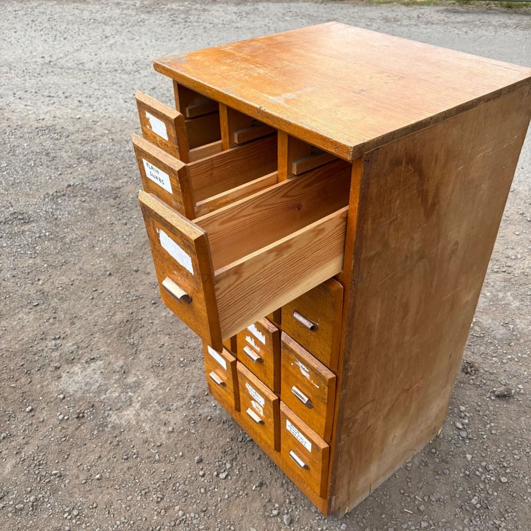 Oak Bank Of Drawers Vintage Multi-Drawer Cabinet Haberdashery Rest. Project