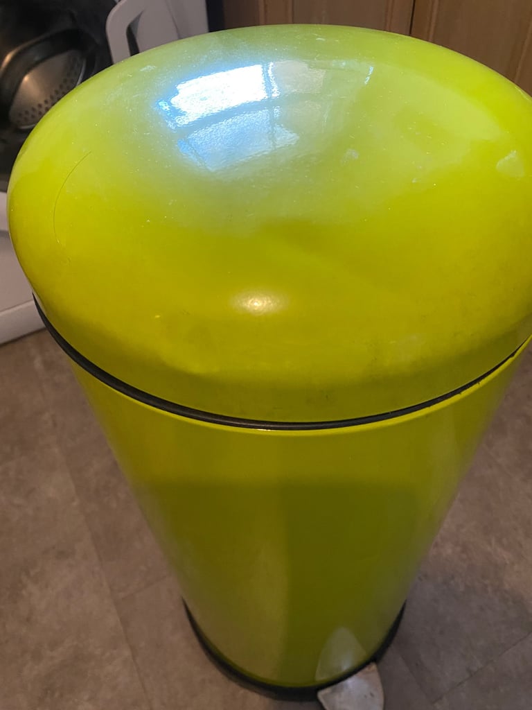 Large Lime green metal kitchen bin ( slight dents)