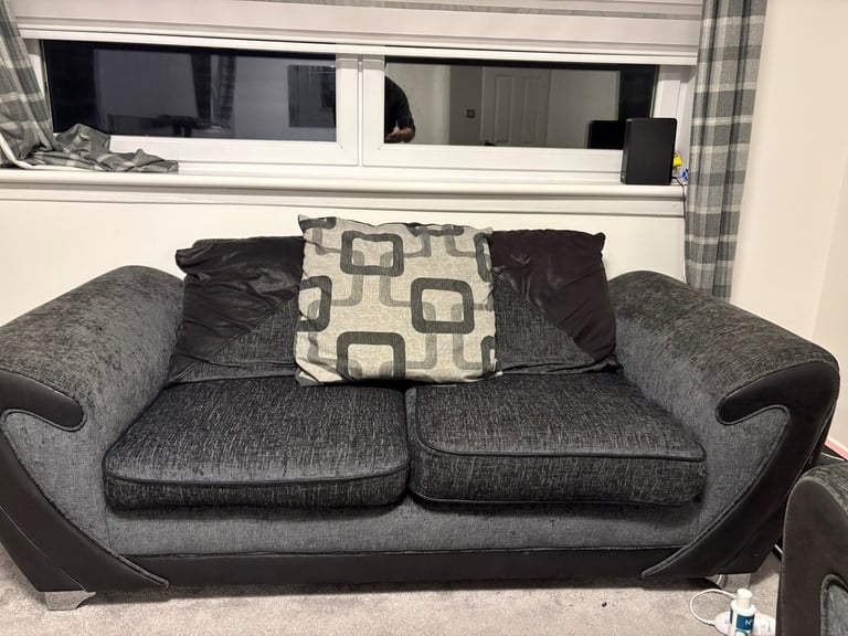 2 couches and a puffy 