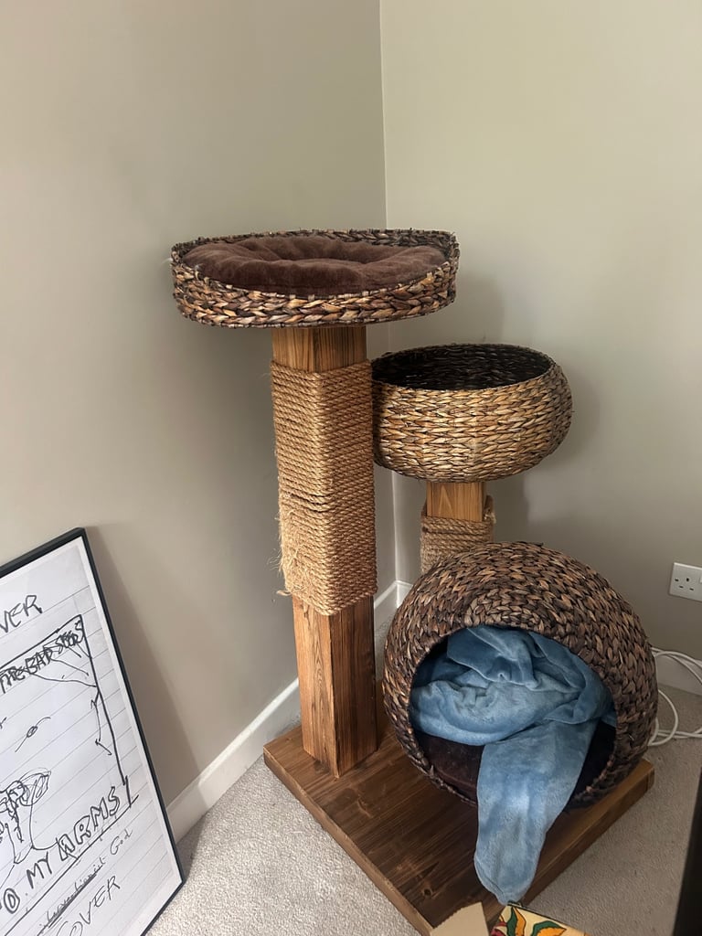 Cat scratch post and bed 