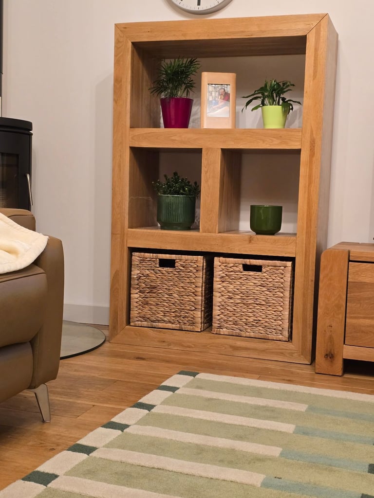 Solid oak shelving unit bookcase ex Studio 1