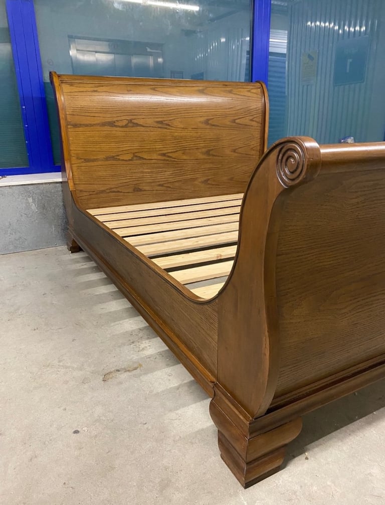 Sleigh Dark King Size Bed Frame