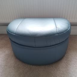 image for Blue Leather Footstool