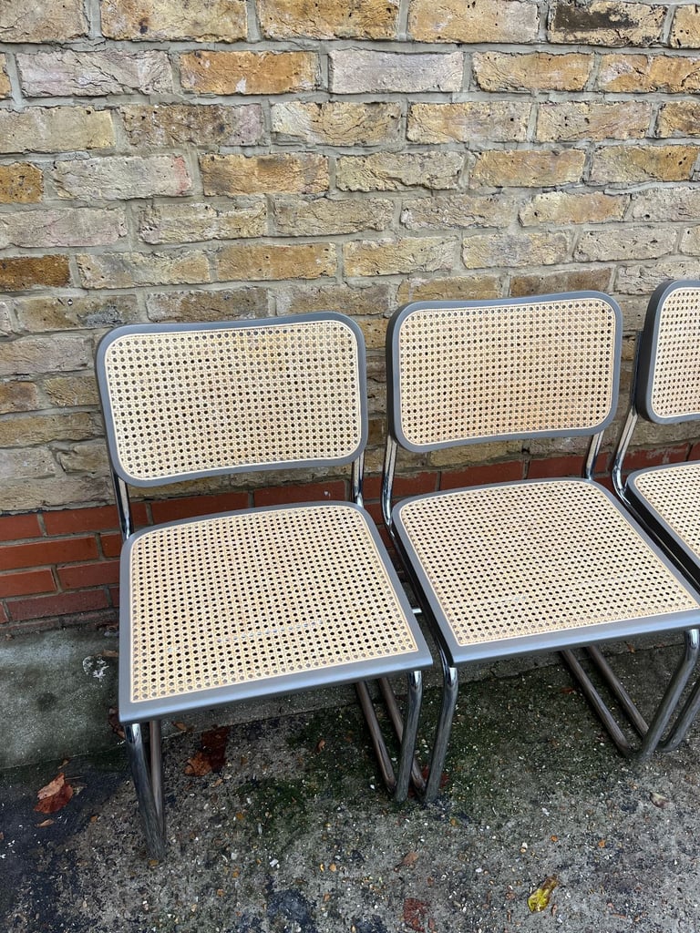 Rare Set of 4 vintage Bauhaus Marcel Breuer grey Cesca dining chairs