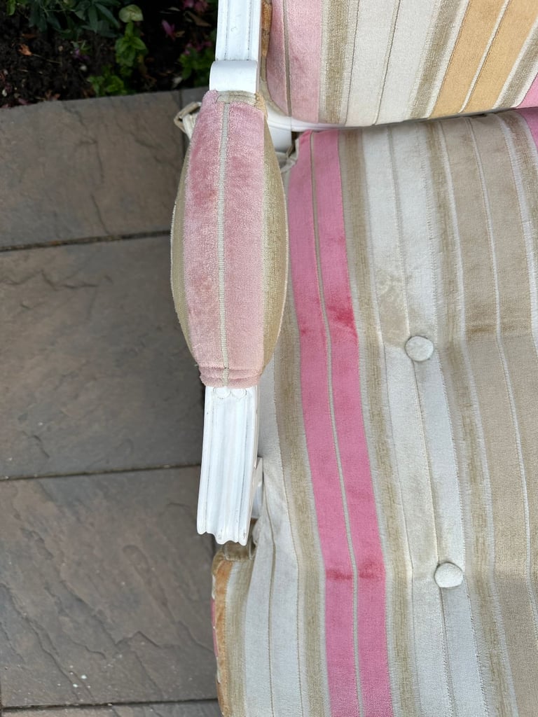 Elegant French Louis XVI Style Fabric Armchair - Great Condition