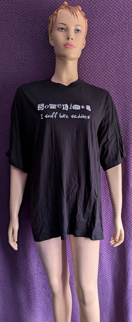 image for Unisex Black T Shirt XL with Sometimes I Sniff Bike Saddles 
