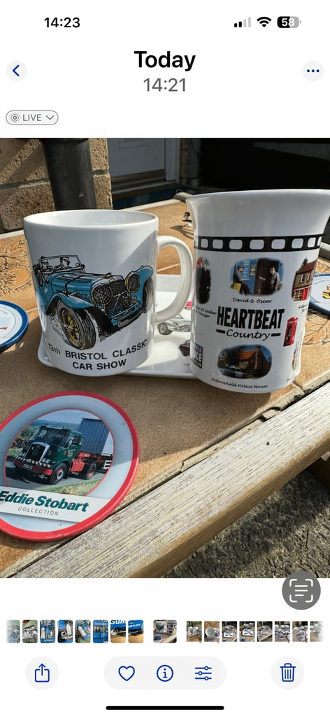 AS   new classic car drinking mugs with  small  biscuit  plate  &   Coasters     £7   Bristol  