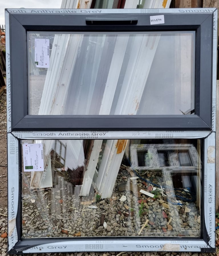 image for New UPVC Grey Double Glazed White Window 990mm W x 1160m H Clear Glass