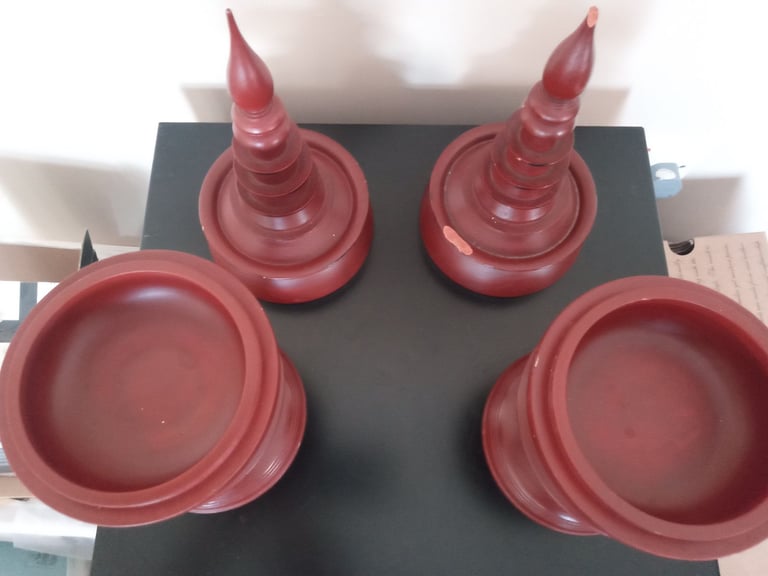 Pair of Burmese Lacquered offering vessels 