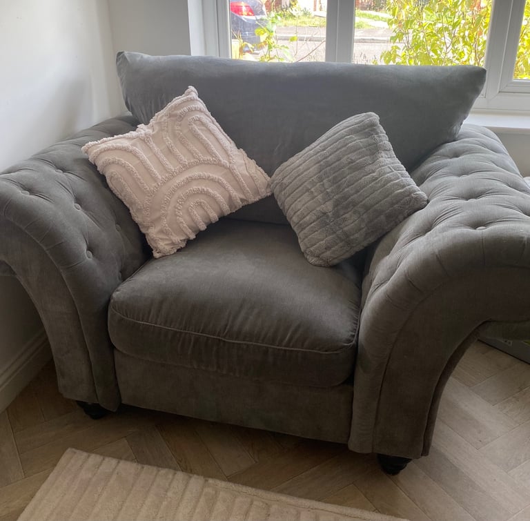 Large sofa, armchair and pouffe