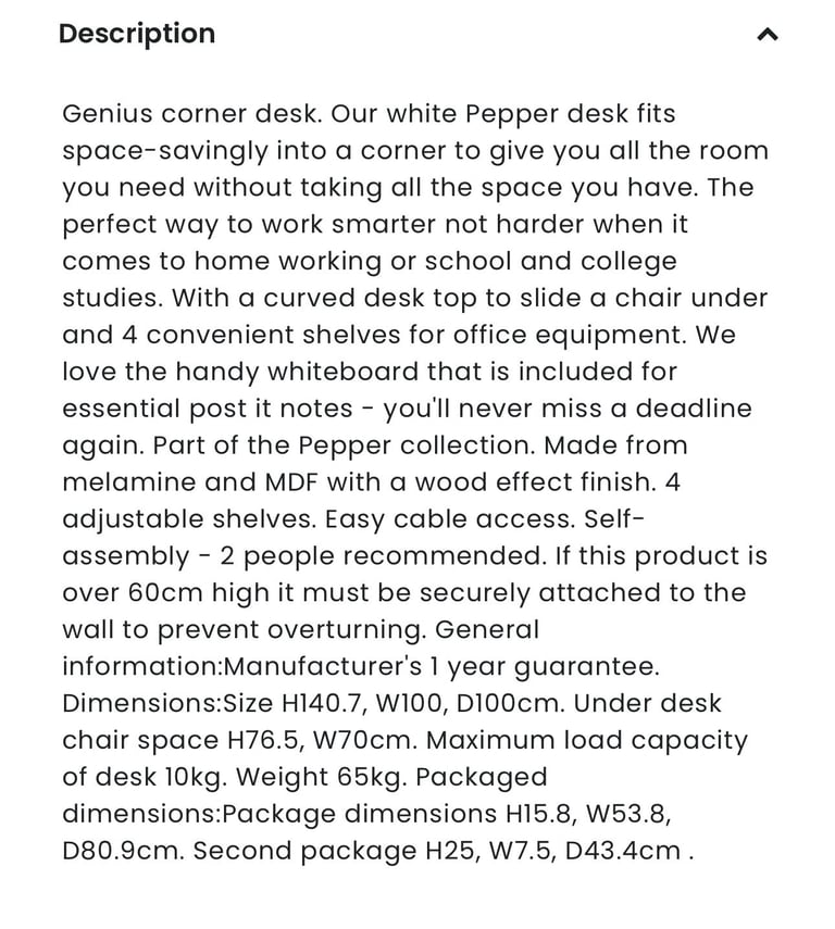 Corner office desk beech - 2 available 