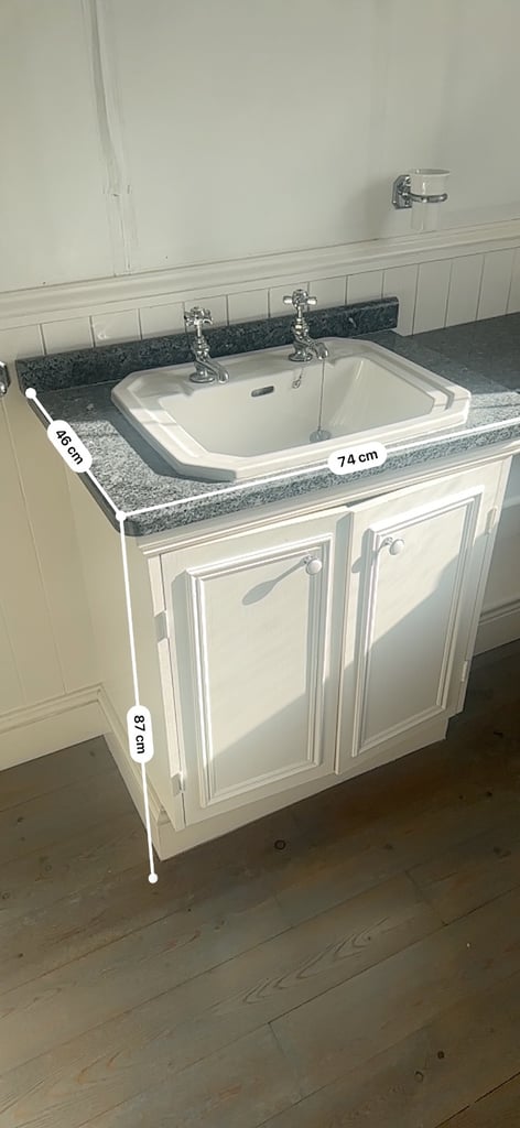 Bathroom Vanity Unit with Sink, Taps & Storage – 74cm