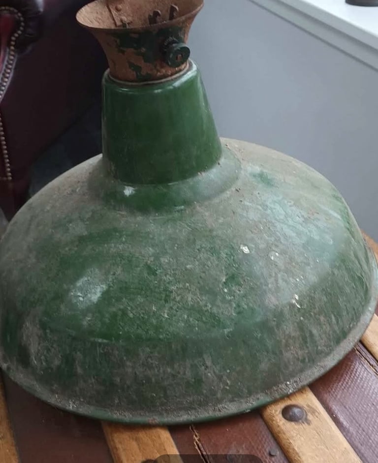 14” Crysteel Vintage WW2 Industrial Lampshades