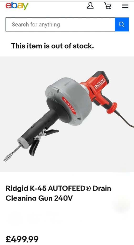 Ridgid K-45 AUTOFEED® Drain Cleaning Gun 240V