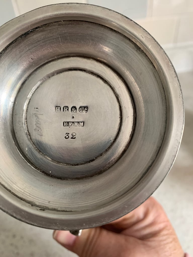 Vintage HE&Co 17cm coffee pot, silver plated EPBM 32
