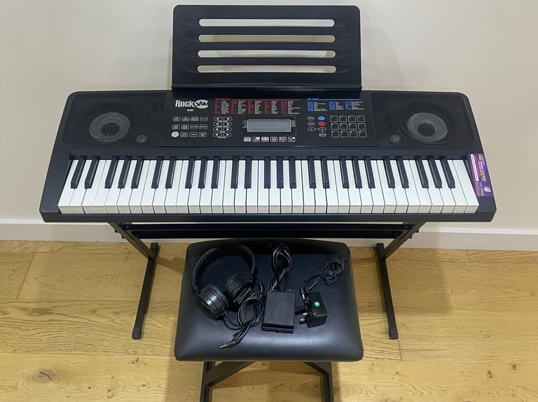image for RockJam RJ761 Keyboard Piano with Piano Stool, Sustain Pedal, Headphone, power cable