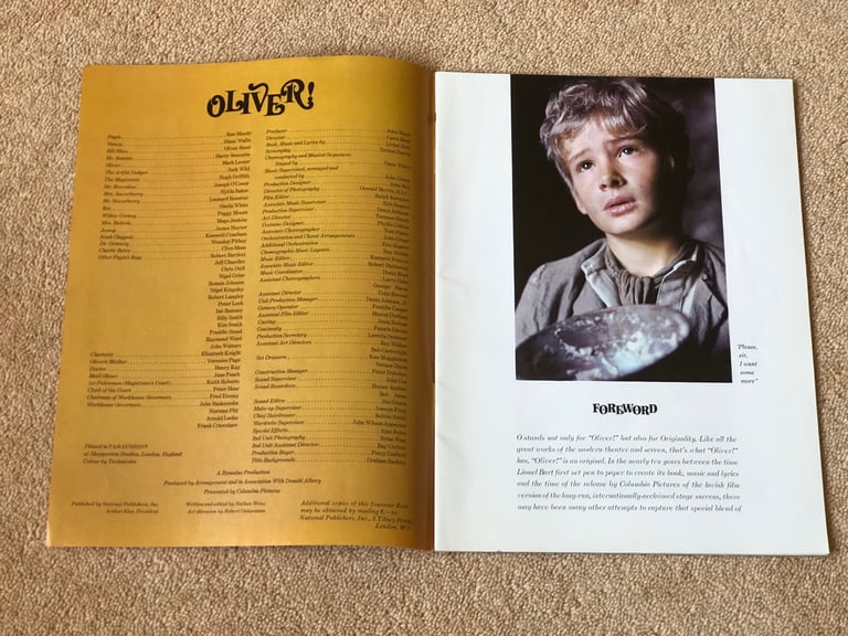“Oliver” the Movie Musical 1960's Programme Souvenir Booklet from ...