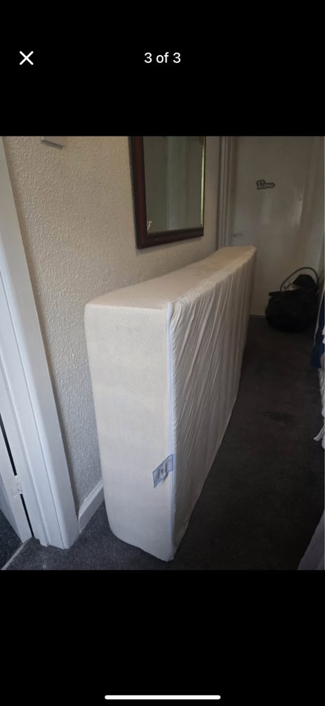 Single ottoman leather bed with mattress 