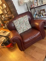 Two Genuine Leather Armchairs