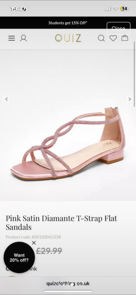 image for Pink satin diamonte t-strap flat sandal