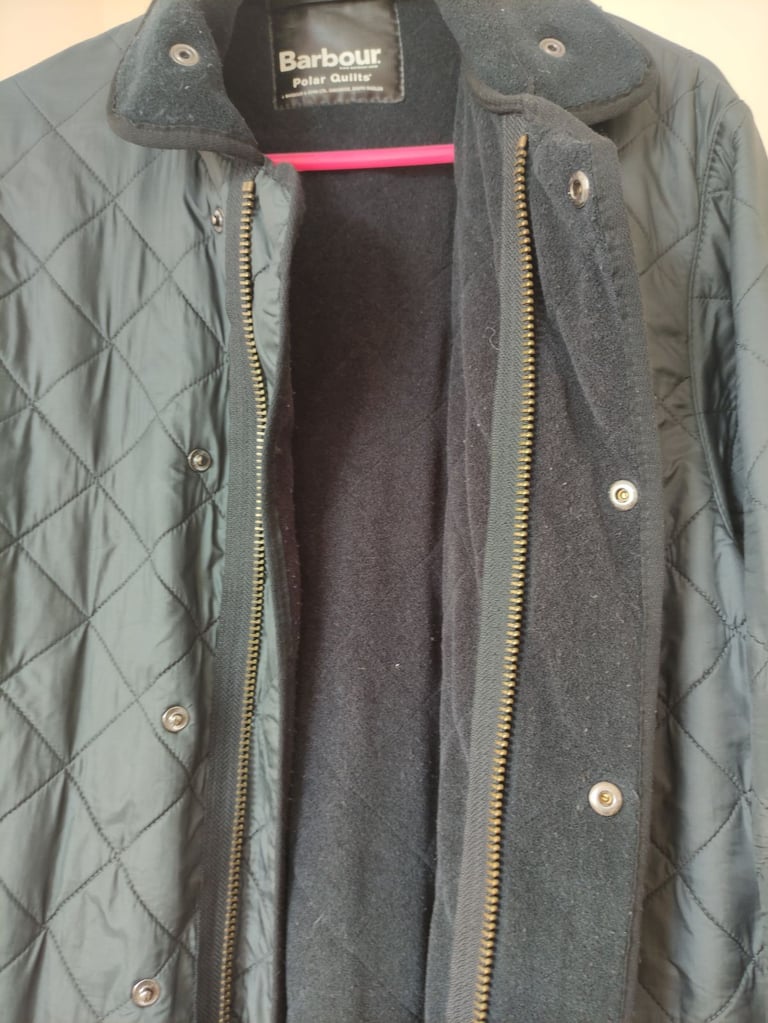 image for  male A male Barbour Polar Quilts jacket, size S, dark grey, with fleece lining, great condition,