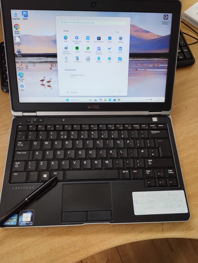 Dell laptop. Windows 11. Full Microsoft Office, 16GB RAM, i5 CPU, 240GB SSD, HDMI, WebCam.