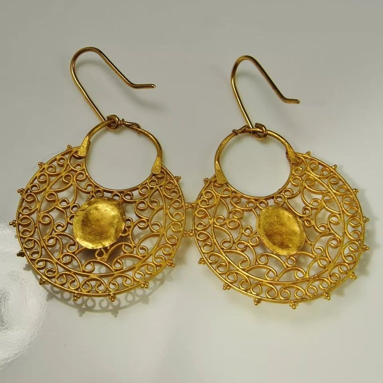 Byzantine Earrings 22K Gold Byzantine Jewelry 6th C AD Medieval Pre Georgian