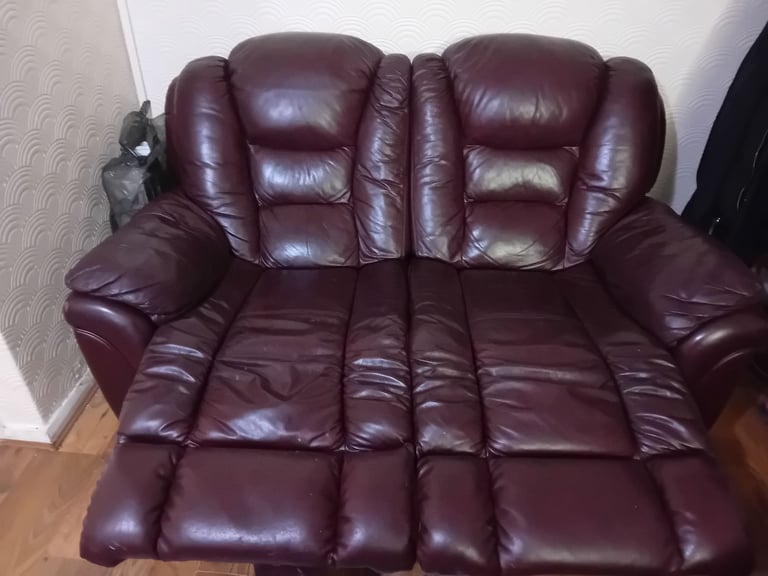 image for Two Seater Leather Recliner Sofa