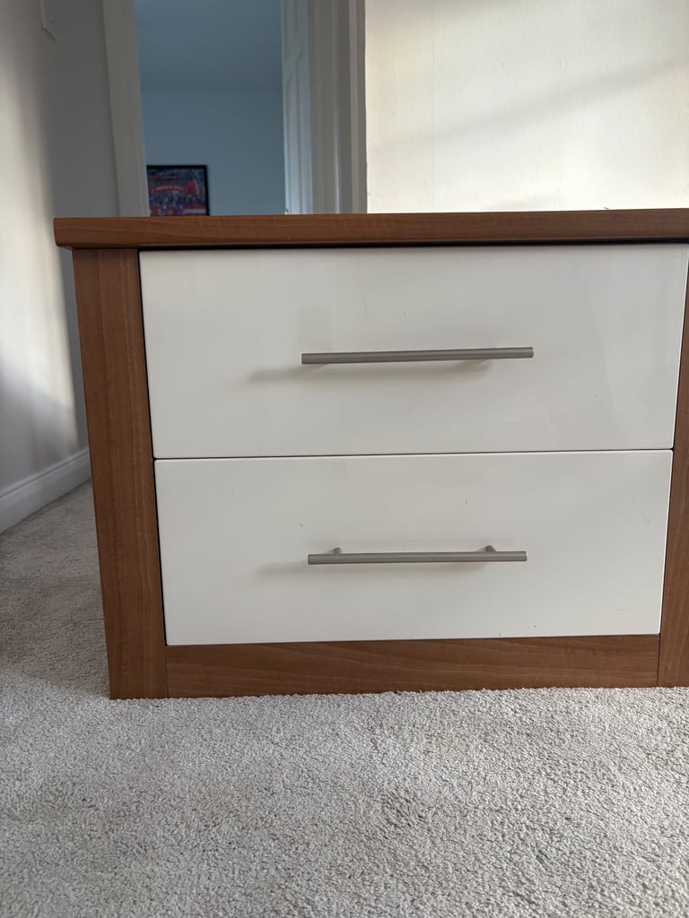 Light oak and cream bedroom furniture