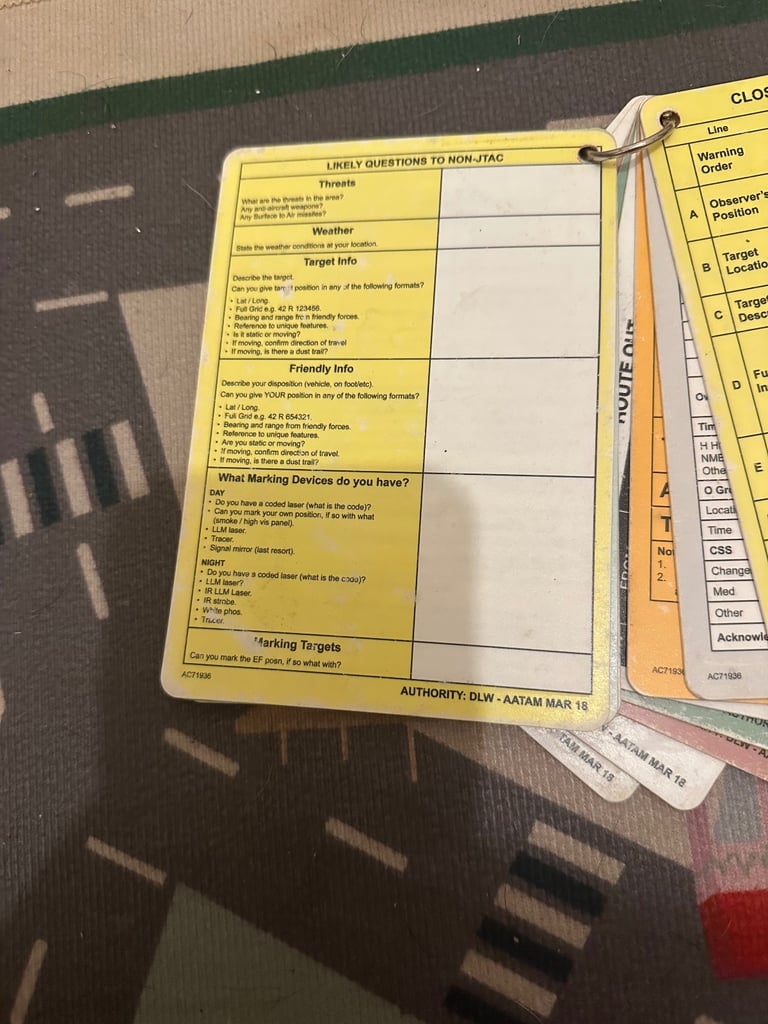 Military slates cards 