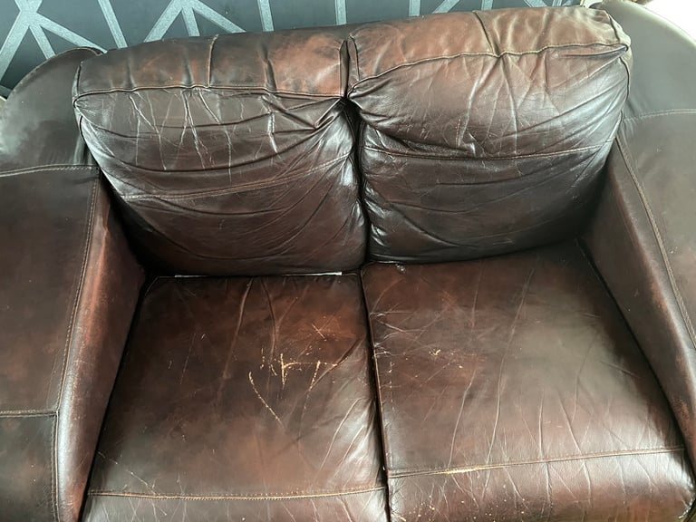 Brown two seater leather sofa | in Old Trafford, Manchester | Gumtree