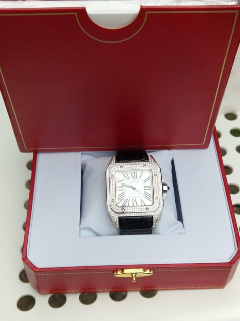 Men cartier watch super lux iced santos