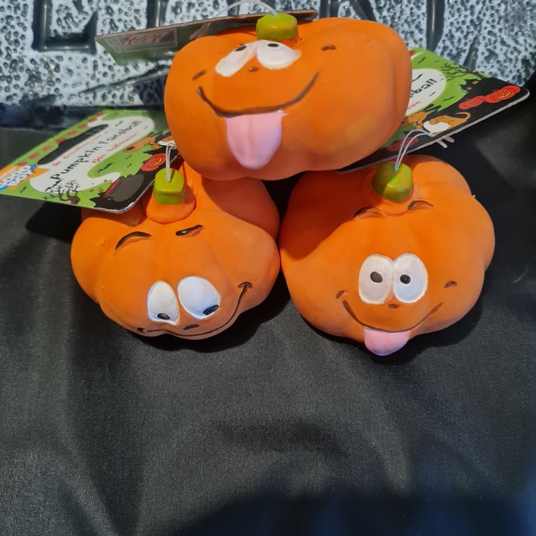 image for Halloween soft  squeaky pumpkin faceball for small and medium dogs