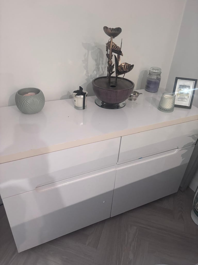 Shabby Chic White Wooden Sideboard - Good Condition