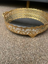 image for Gold dining tray with mirror 